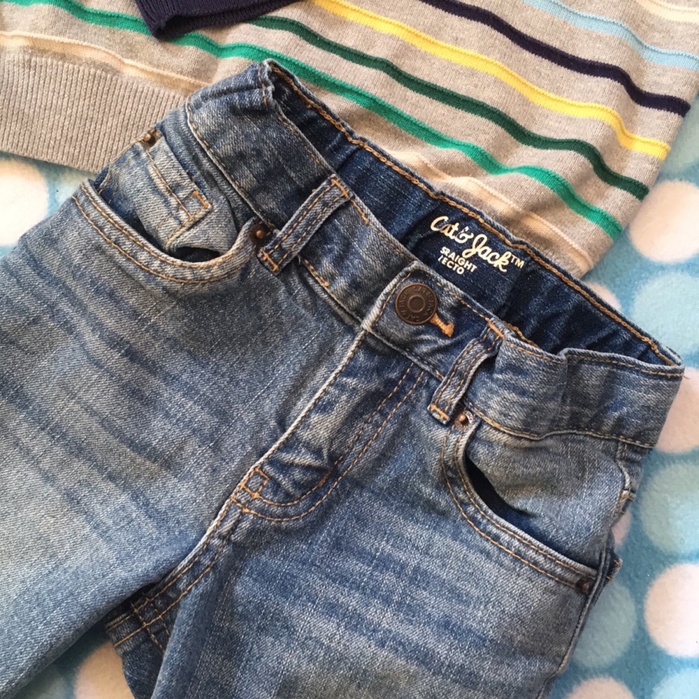 CAT & JACK Striped Long Sleeve & Jean Set